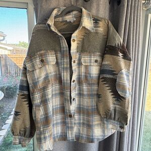 White Birch Plaid Jacket with Blue and Brown Accents